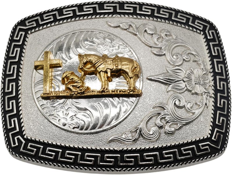 WMG Western Belt Buckles for men women - Praying Rodeo Cowboy Belt Buckle for Men Women - Fits Up to 2 Inch Belts - Image 1